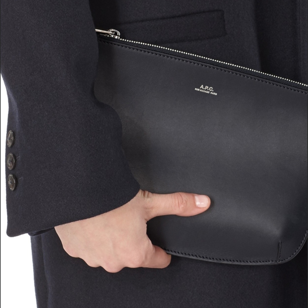 A.P.C. Black Leather Clutch